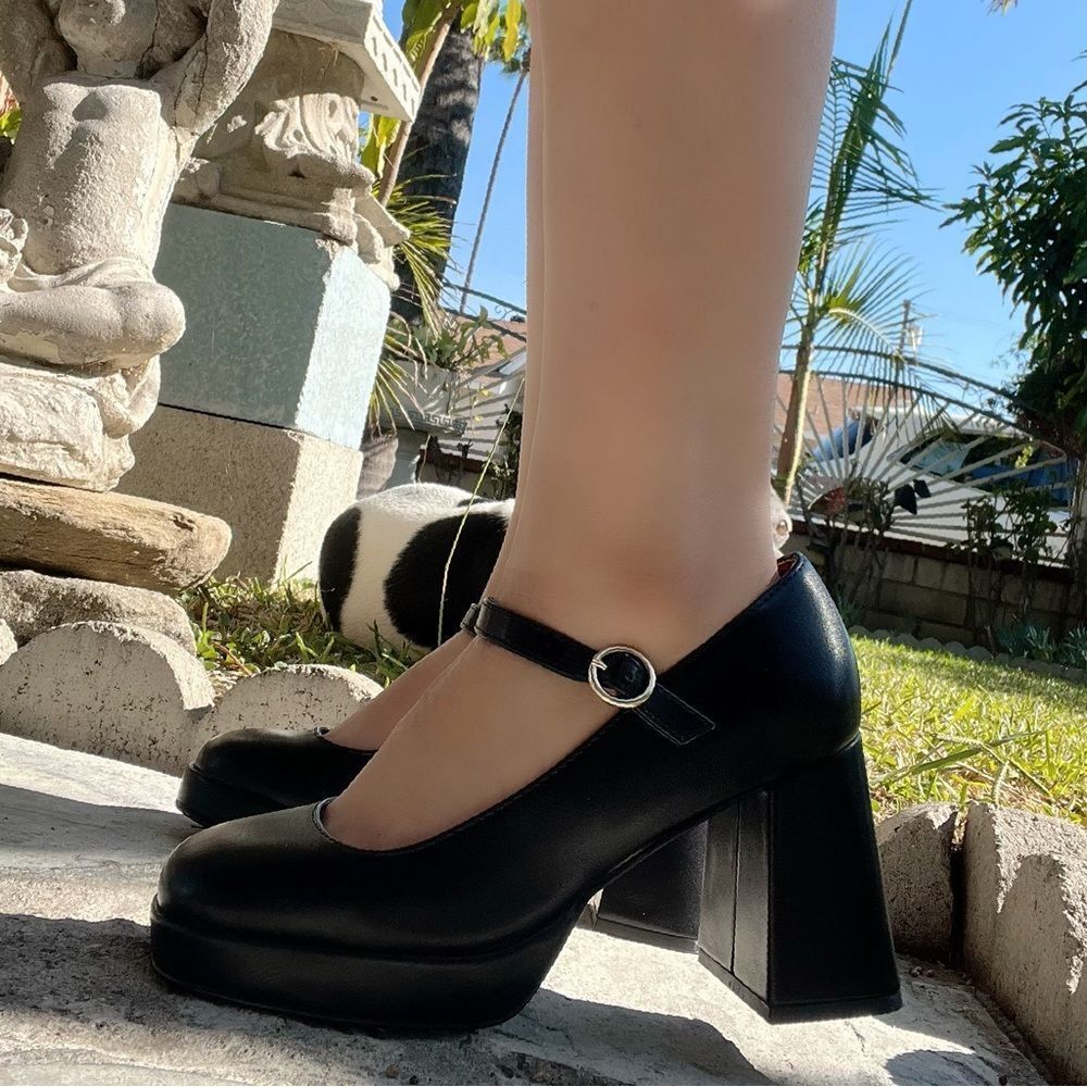 BLACK BABYDOLL MARYJANE BLOCK HEEL - Picture 6 of 8